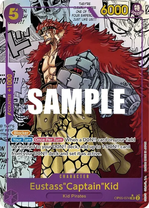Carte One Piece anglaise OP05-074 Eustass"Captain"Kid (version 3)