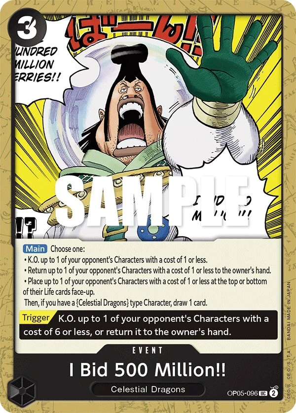 Carte One Piece anglaise I Bid 500 Million!! OP05-096 UC