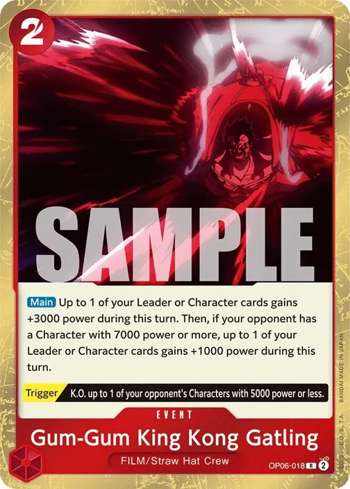 Carte One Piece anglaise OP06-018 Gum-Gum King Kong Gatling