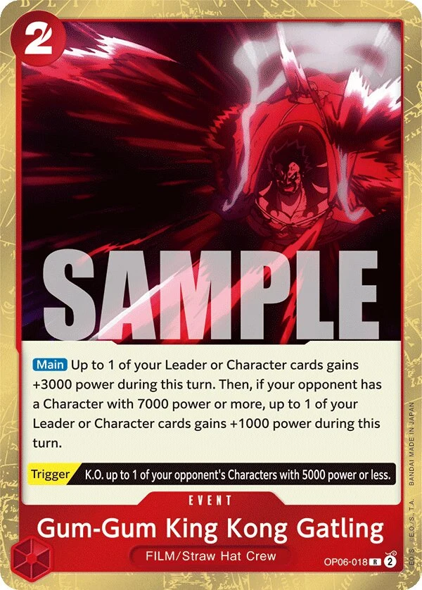 Carte One Piece anglaise Gum-Gum King Kong Gatling OP06-018 R