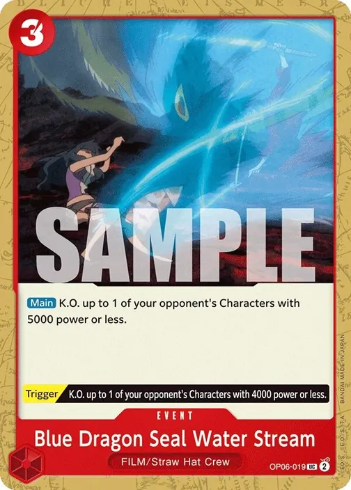 Carte One Piece anglaise OP06-019 Blue Dragon Seal Water Stream