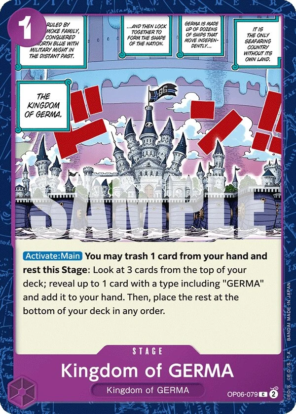 Carte One Piece anglaise Kingdom of GERMA OP06-079 C