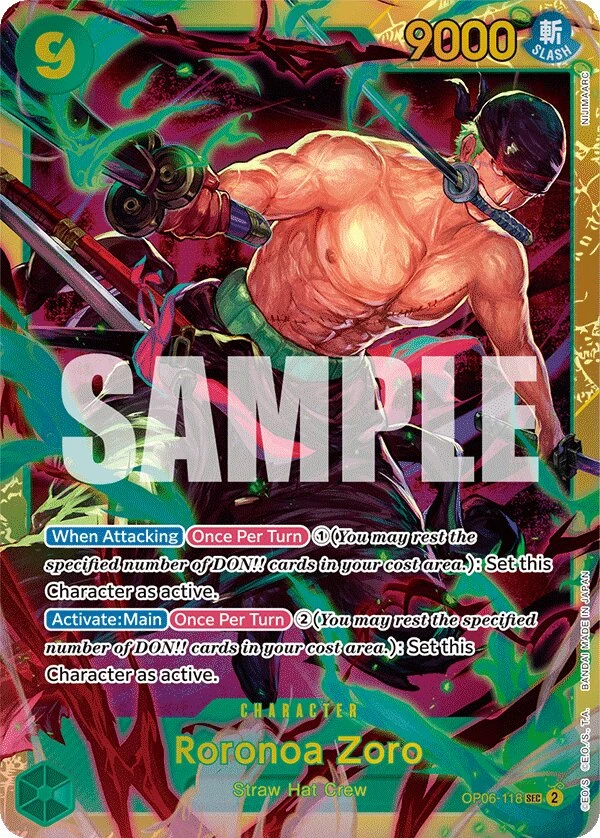 Carte One Piece anglaise Roronoa Zoro OP06-118 SEC