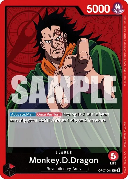 Carte One Piece anglaise OP07-001 Monkey.D.Dragon
