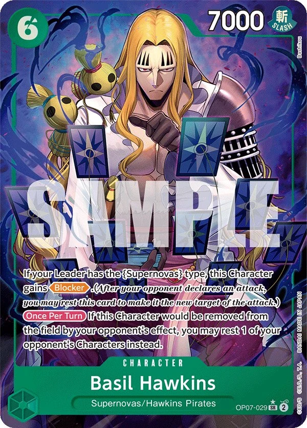 Carte One Piece anglaise Basil Hawkins OP07-029 SR