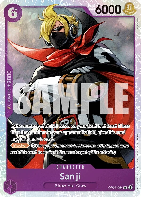 Carte One Piece anglaise Sanji OP07-064 SR