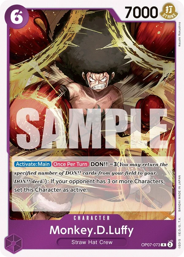 Carte One Piece anglaise Monkey.D.Luffy OP07-073 R