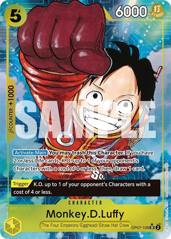 Carte One Piece anglaise Monkey.D.Luffy OP07-109 SR