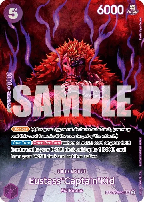 Carte One Piece anglaise OP05-074 Eustass"Captain"Kid (version 4)