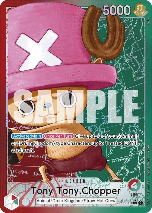 Carte One Piece anglaise OP08-001 Tony Tony.Chopper (version 2)