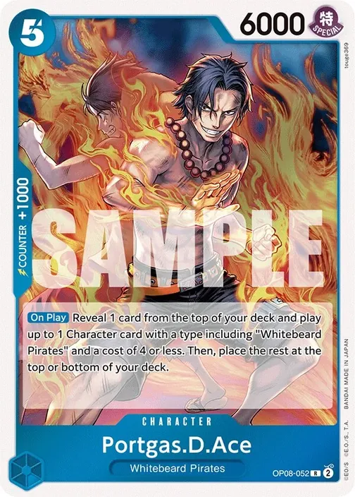 Carte One Piece anglaise OP08-052 Portgas.D.Ace