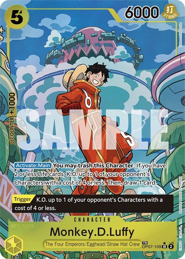 Carte One Piece anglaise Monkey.D.Luffy OP07-109 TR
