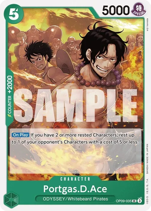 Carte One Piece anglaise OP09-035 Portgas.D.Ace