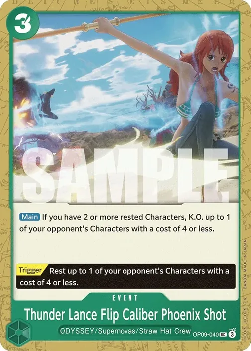 Carte One Piece anglaise OP09-040 Thunder Lance Flip Caliber Phoenix Shot