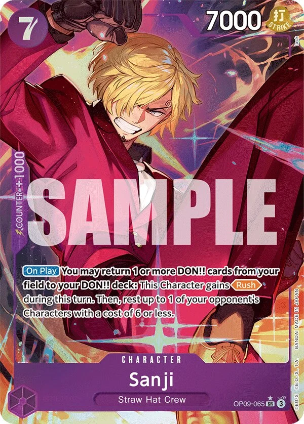 Carte One Piece anglaise Sanji OP09-065 SR