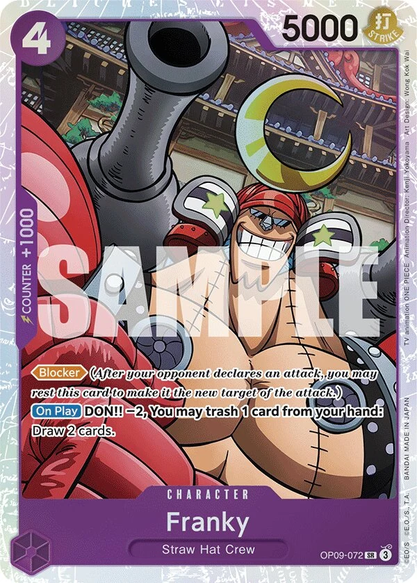 Carte One Piece anglaise Franky OP09-072 SR