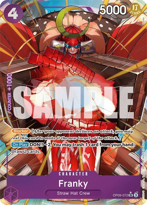 Carte One Piece anglaise Franky OP09-072 SR