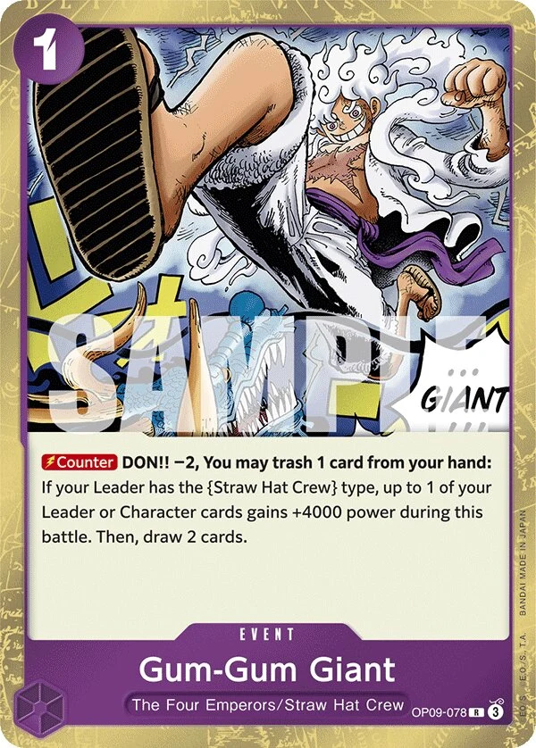 Carte One Piece anglaise Gum-Gum Giant OP09-078 R