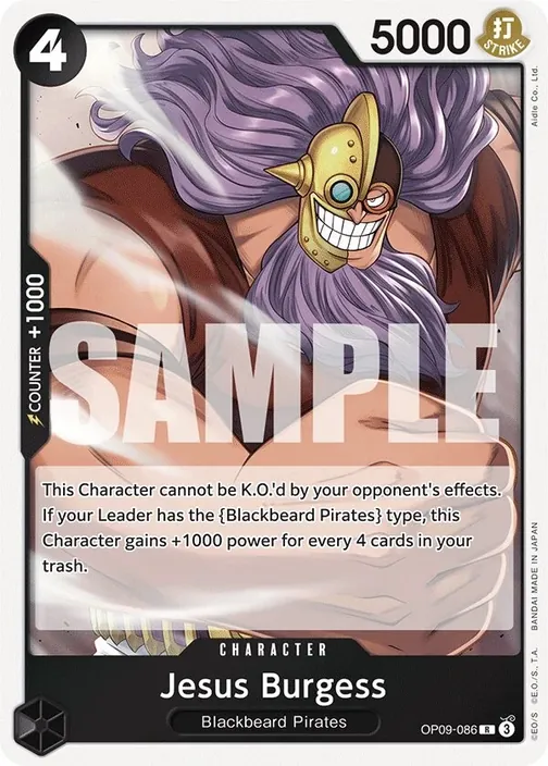 Carte One Piece anglaise OP09-086 Jesus Burgess