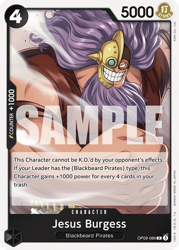Carte One Piece anglaise Jesus Burgess OP09-086 R