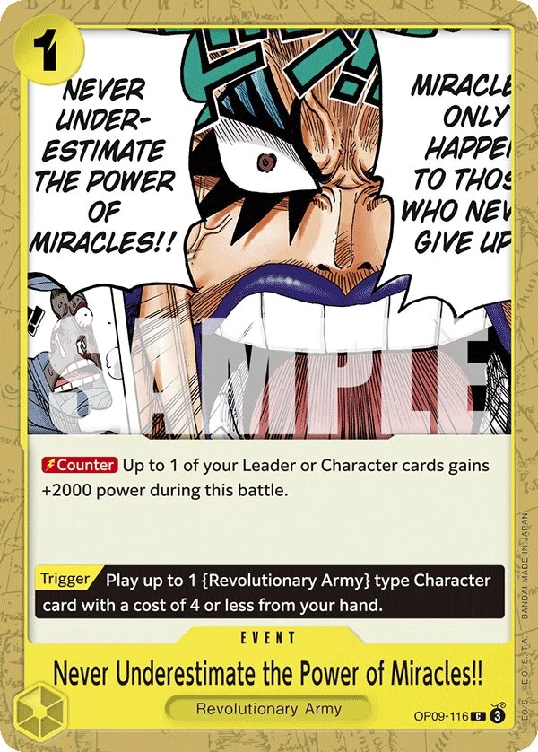 Carte One Piece anglaise Never Underestimate the Power of Miracles!! OP09-116 C