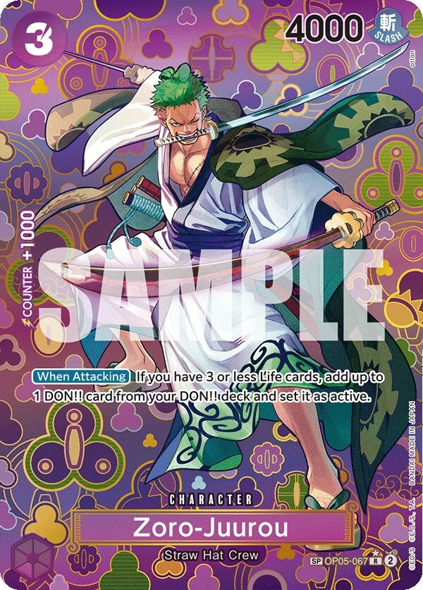 Carte One Piece anglaise Zoro-Juurou OP05-067 SP