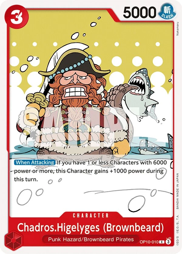 Carte One Piece anglaise Chadros.Higelyges (Brownbeard) OP10-010 C