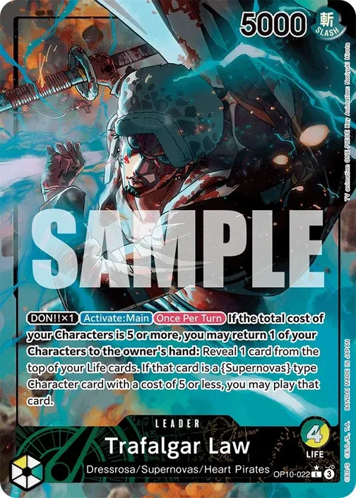Carte One Piece anglaise OP10-022 Trafalgar Law (version 2)