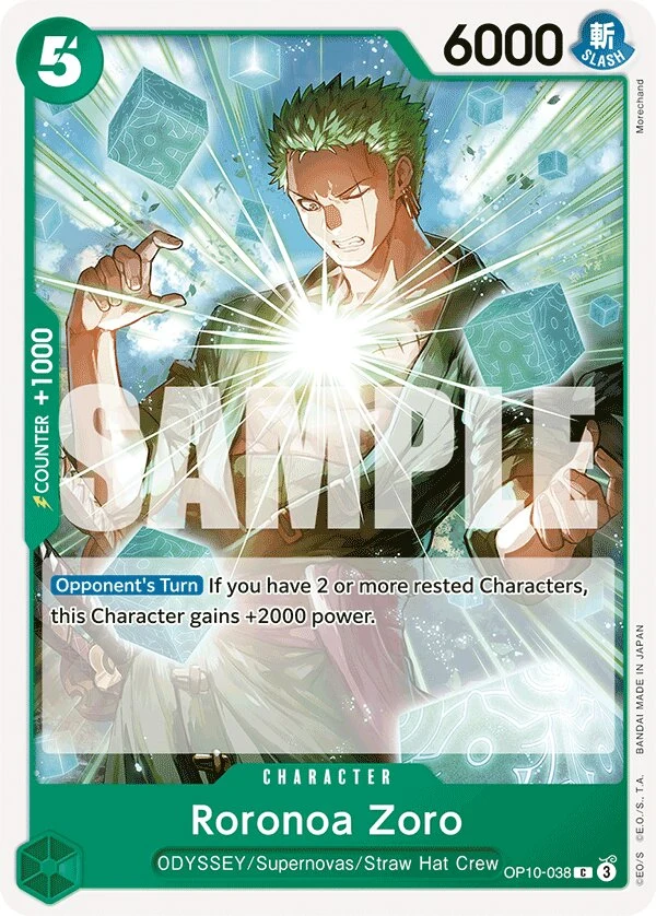 Carte One Piece anglaise Roronoa Zoro OP10-038 C