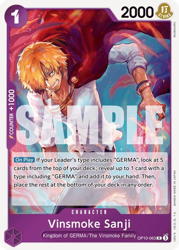 Carte One Piece anglaise Vinsmoke Sanji OP10-063 R