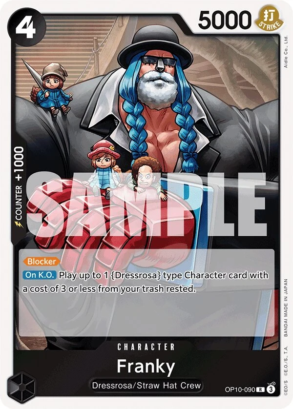 Carte One Piece anglaise Franky OP10-090 R