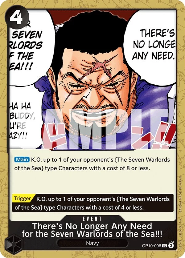 Carte One Piece anglaise There’s No Longer Any Need for the Seven Warlords of the Sea!!! OP10-096 UC