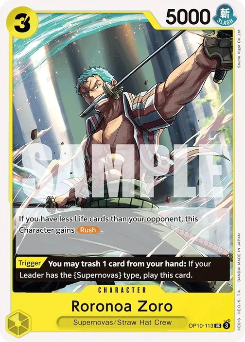 Carte One Piece anglaise OP10-113 Roronoa Zoro