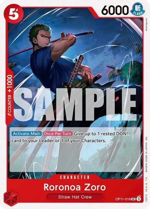 Carte One Piece anglaise OP11-016 Roronoa Zoro