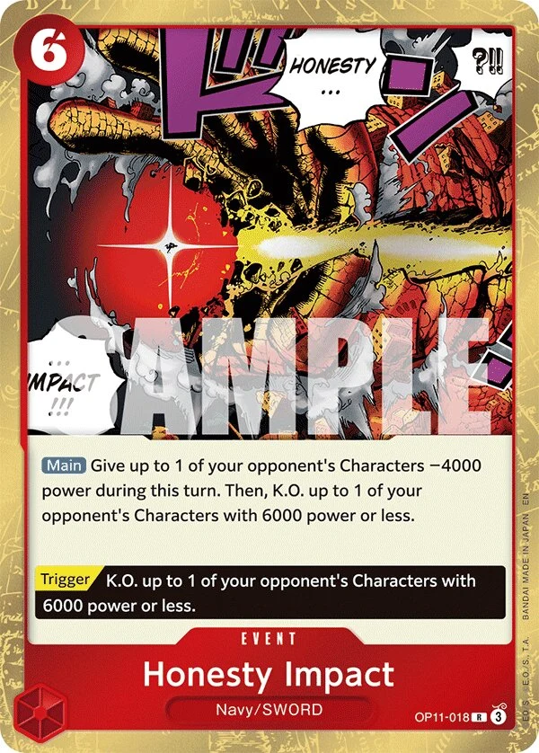 Carte One Piece anglaise Honesty Impact OP11-018 R