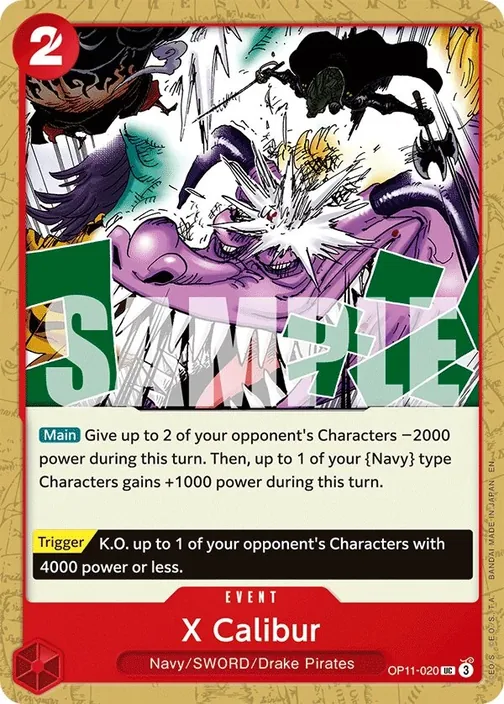 Carte One Piece anglaise OP11-020 X Calibur