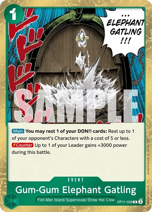 Carte One Piece anglaise OP11-038 Gum-Gum Elephant Gatling