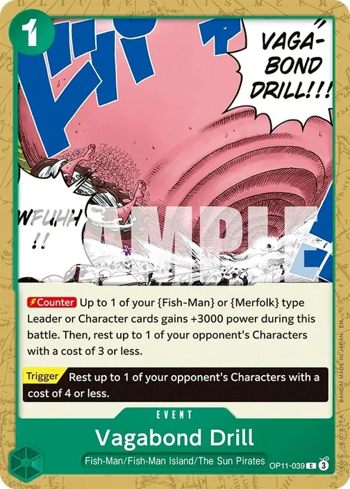 Carte One Piece anglaise OP11-039 Vagabond Drill