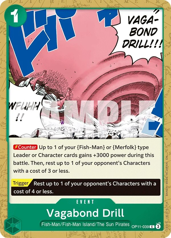 Carte One Piece anglaise Vagabond Drill OP11-039 C