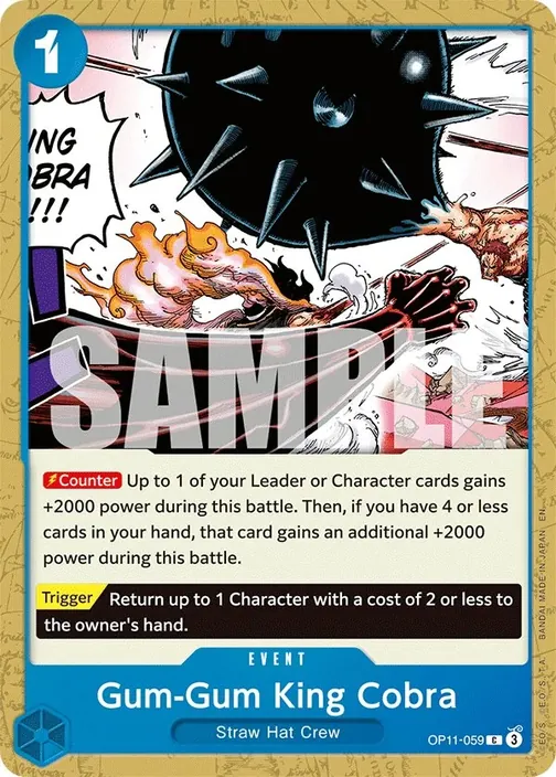 Carte One Piece anglaise OP11-059 Gum-Gum King Cobra