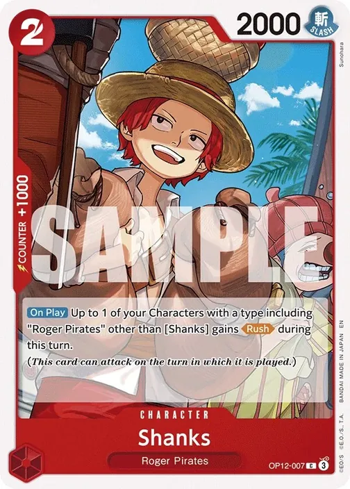 Carte One Piece anglaise OP12-007 Shanks