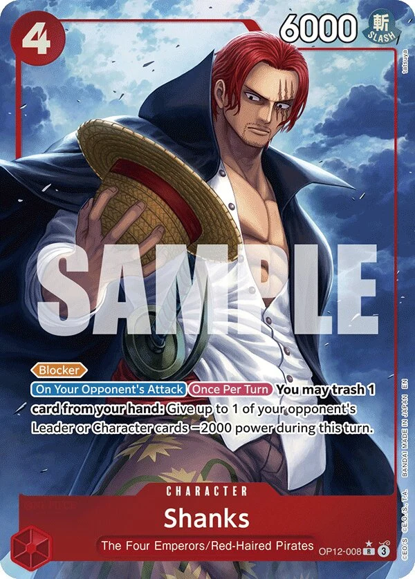 Carte One Piece anglaise Shanks OP12-008 R