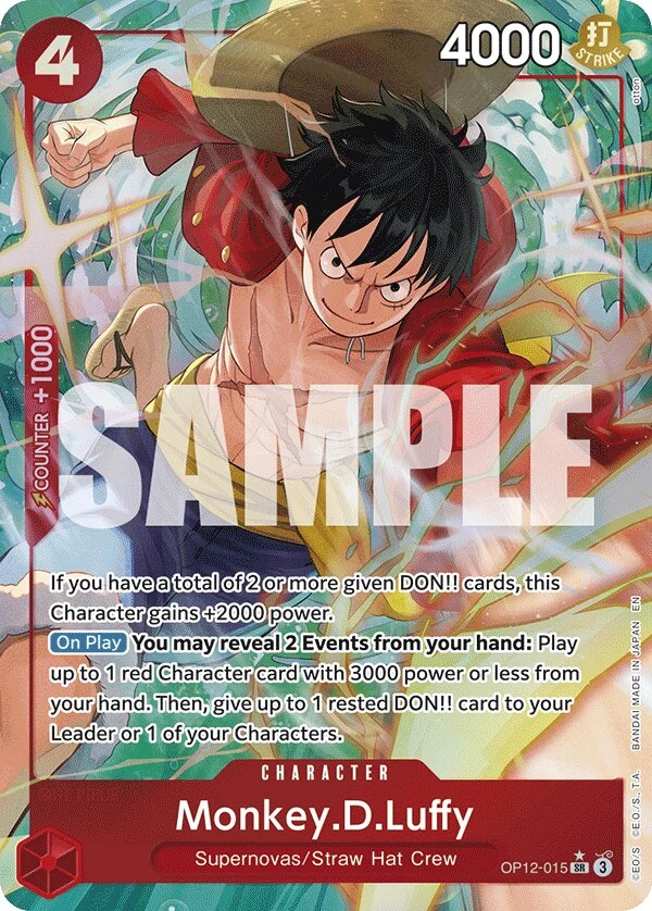 Carte One Piece anglaise Monkey.D.Luffy OP12-015 SR