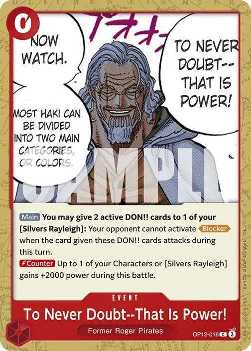 Carte One Piece anglaise OP12-016 To Never Doubt--That Is Power!