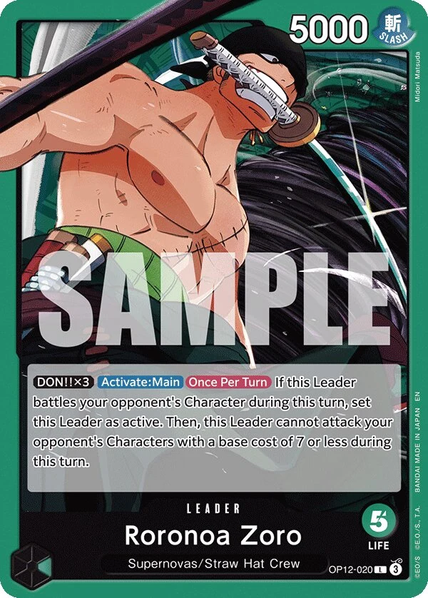 Carte One Piece anglaise Roronoa Zoro OP12-020 L