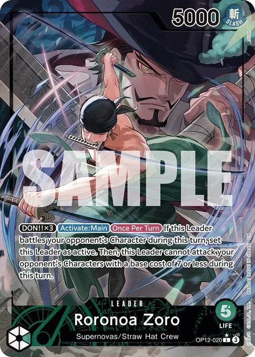 Carte One Piece anglaise OP12-020 Roronoa Zoro (version 2)