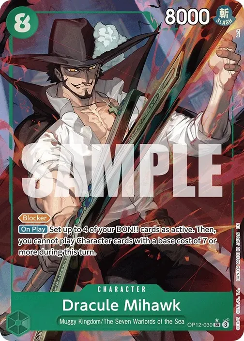 Carte One Piece anglaise OP12-030 Dracule Mihawk (version 2)