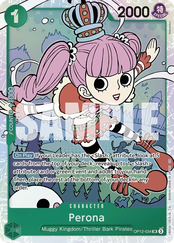 Carte One Piece anglaise Perona OP12-034 SR