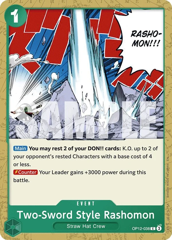 Carte One Piece anglaise Two-Sword Style Rashomon OP12-038 C