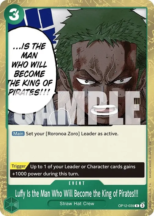 Carte One Piece anglaise OP12-039 Luffy Is the Man Who Will Become the King of Pirates!!!